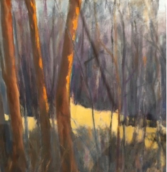 Sylvia Gibb's oil painting of a sunset over water