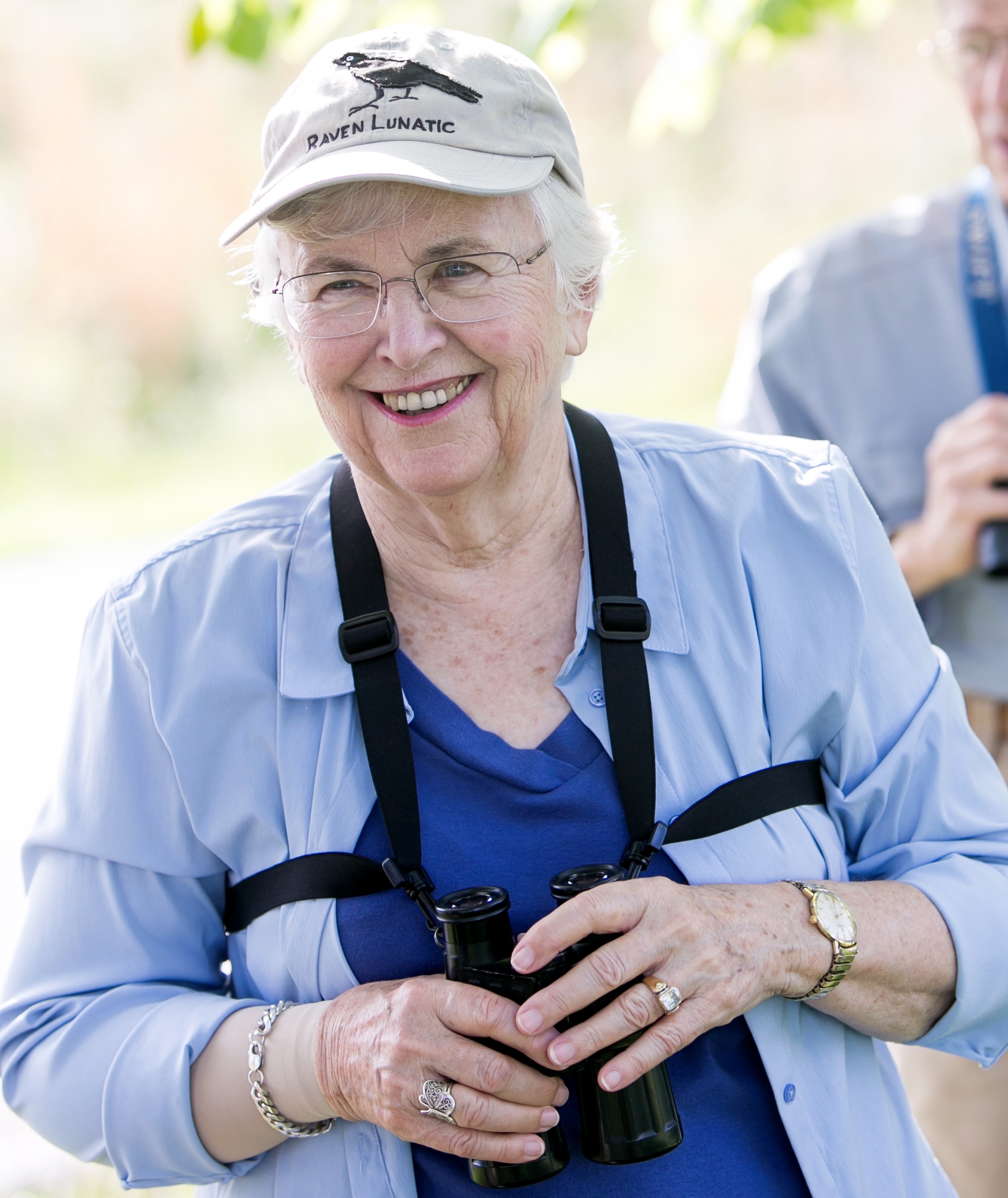 Avid birder, Susie on Kendal's grounds