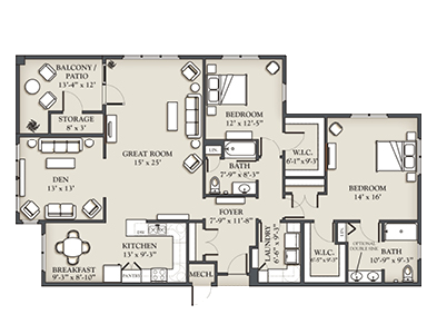 (K) 2 Bedroom Deluxe Apartment