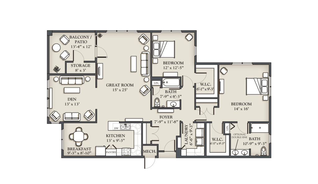 (K) 2 Bedroom Deluxe Apartment
