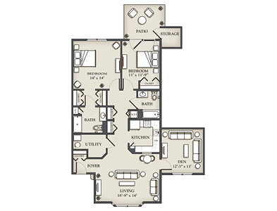 (O) 2 Bedroom + Den Cottage