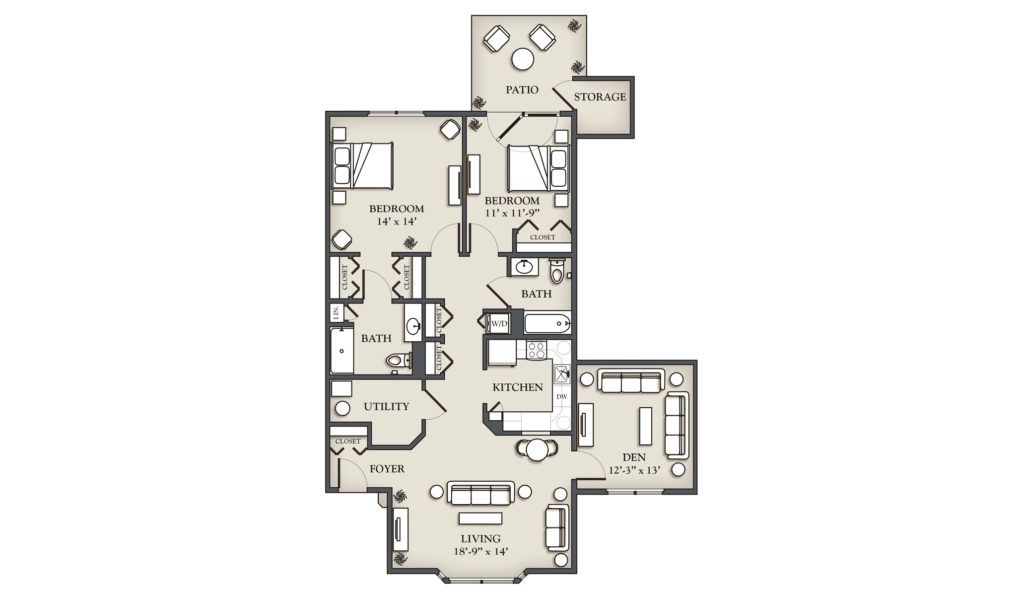 (O) 2 Bedroom + Den Cottage