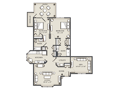 (P) 2 Bedroom + Den Cottage