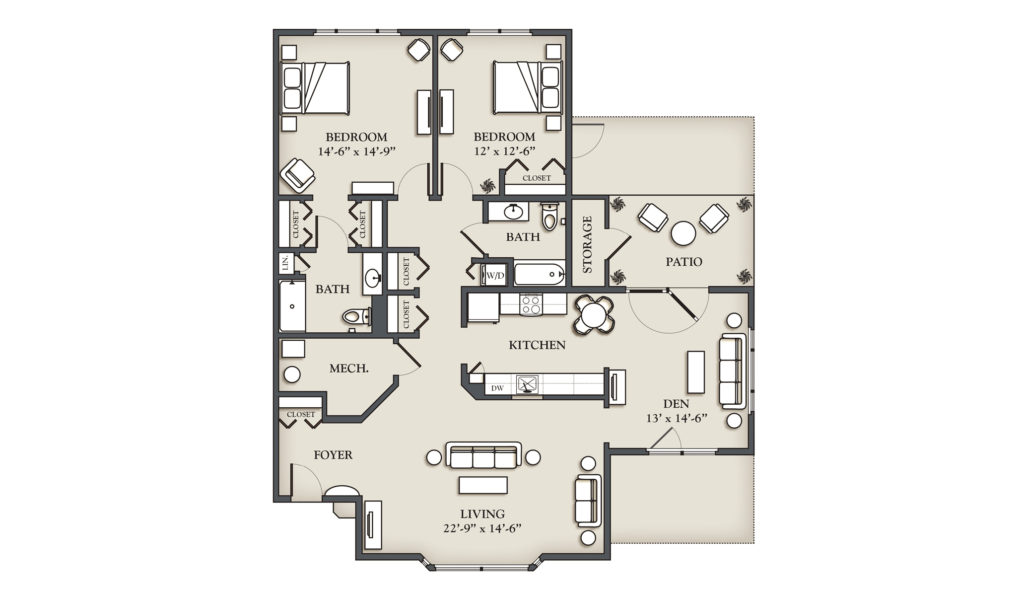 (R) 2 Bedroom + Den Cottage &ndash; End