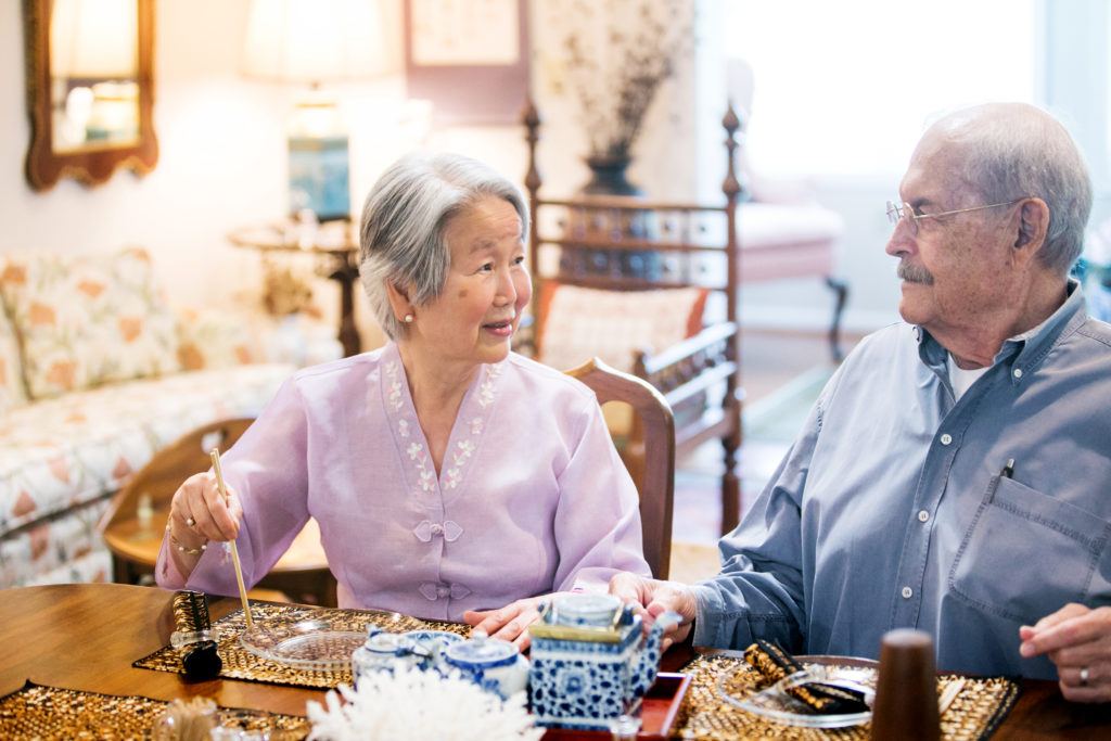 Resident at Life Plan community in Virginia drink tea