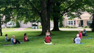 residents outside yoga