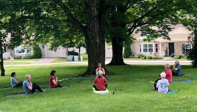 residents outside yoga