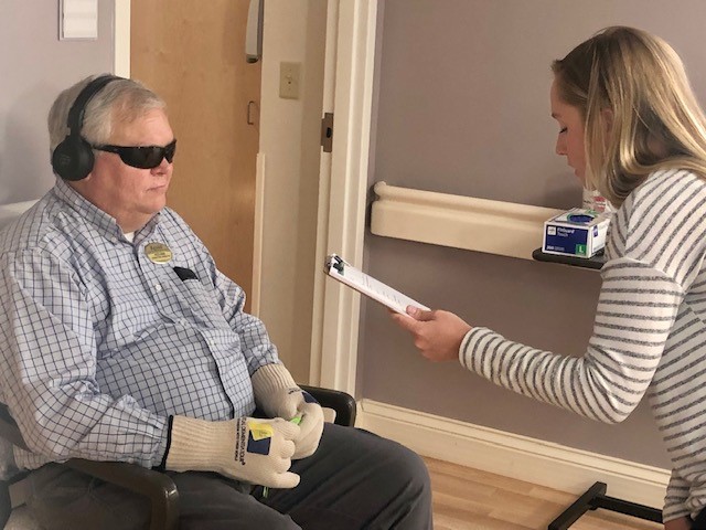 man on virtual dementia tour