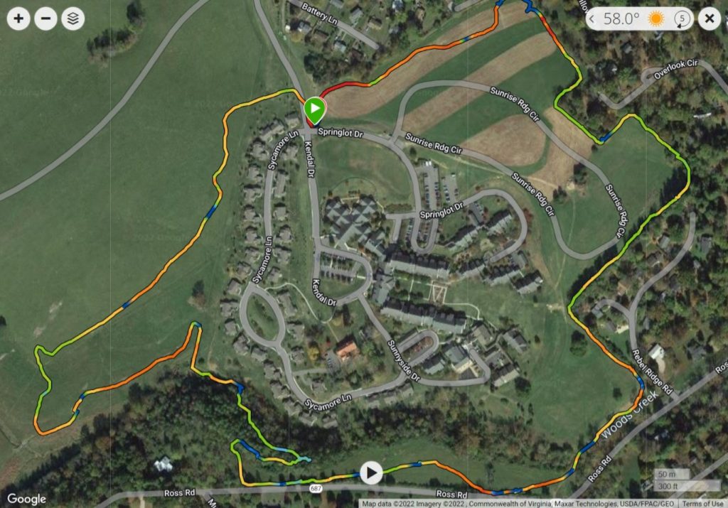 GPS map of trail hike