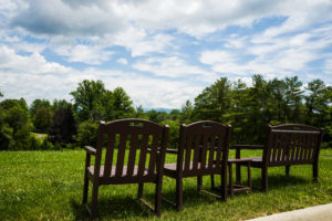 bench overlooking mountain view