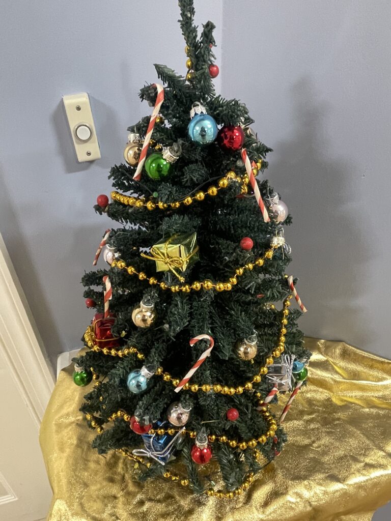 Christmas tree in Webster Center. 