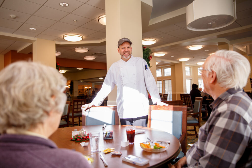 Chef visits dining room