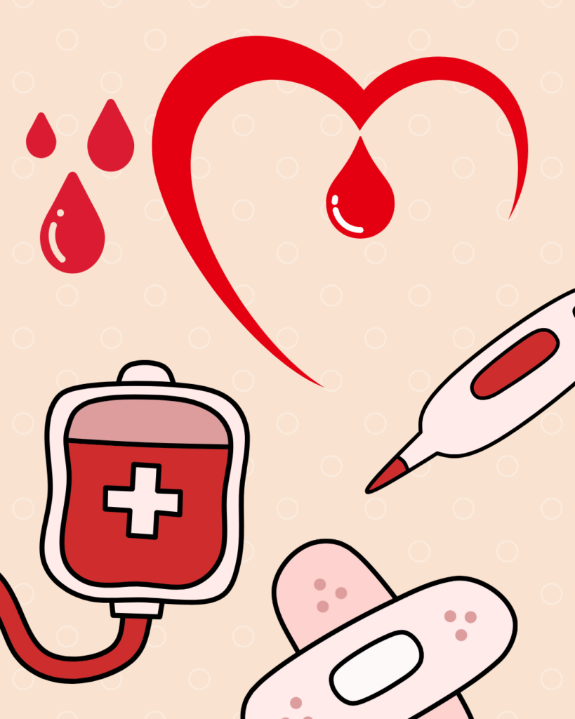 Blood Donation encouragement. Symbols for blood donation.